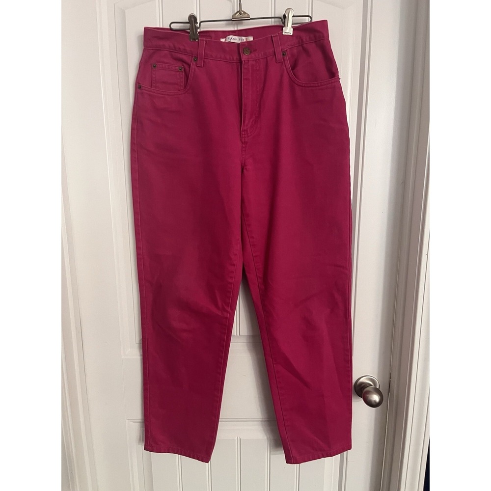 Vintage 90s Bill Blass Fuchsia Pink Mom Jeans 12 Easy Fit Cotton Pants 270